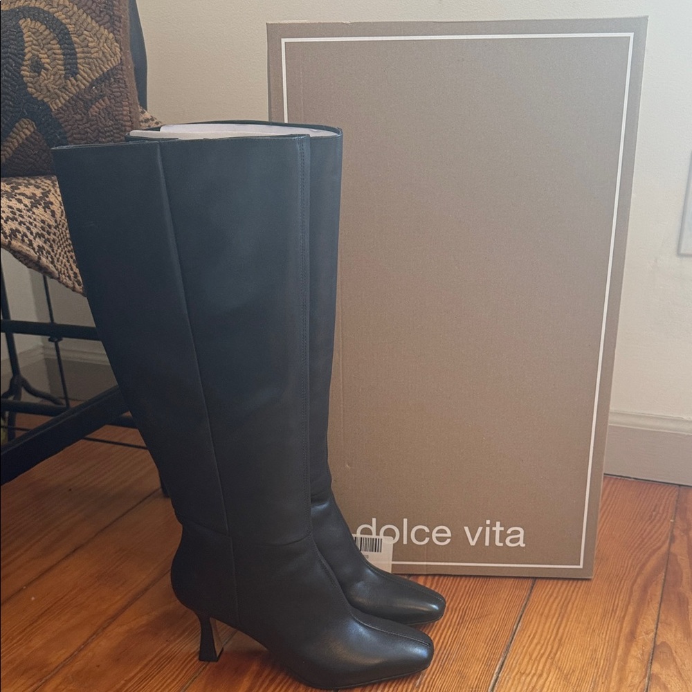 Dolce Vita Black Heeled Knee-High Boots